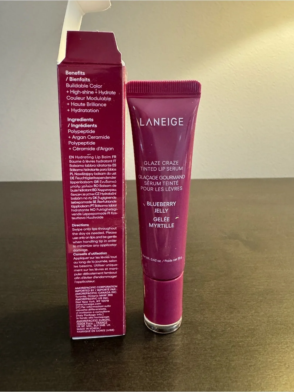 Laneige Glaze Craze Tinted Lip Serum Blueberry Jelly 12 g .42 oz Full Size NIB
